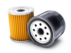 Yellow oil filter inner pleats and outer black shell