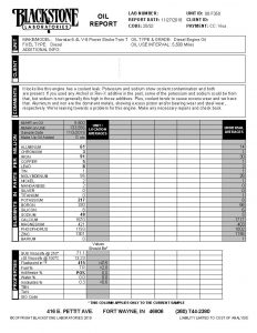 Oil analysis report on an F350 using Rev-X, which has potassium, boron, and sodium in it