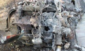 Melted, corroded engine resulting in a fatal crash