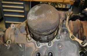 Pitted, corroded piston face
