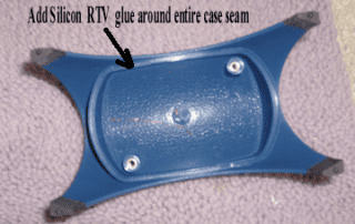 Image indicating where to add glue to the air pump case seam