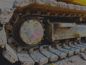 Close-up of bulldozer treads