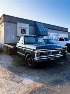 Image of a pickup truck in blue light