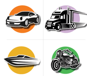image of car, truck, boat, and motorcycle