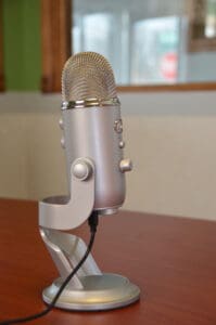 Close up of the mic used in recording Slick Talk