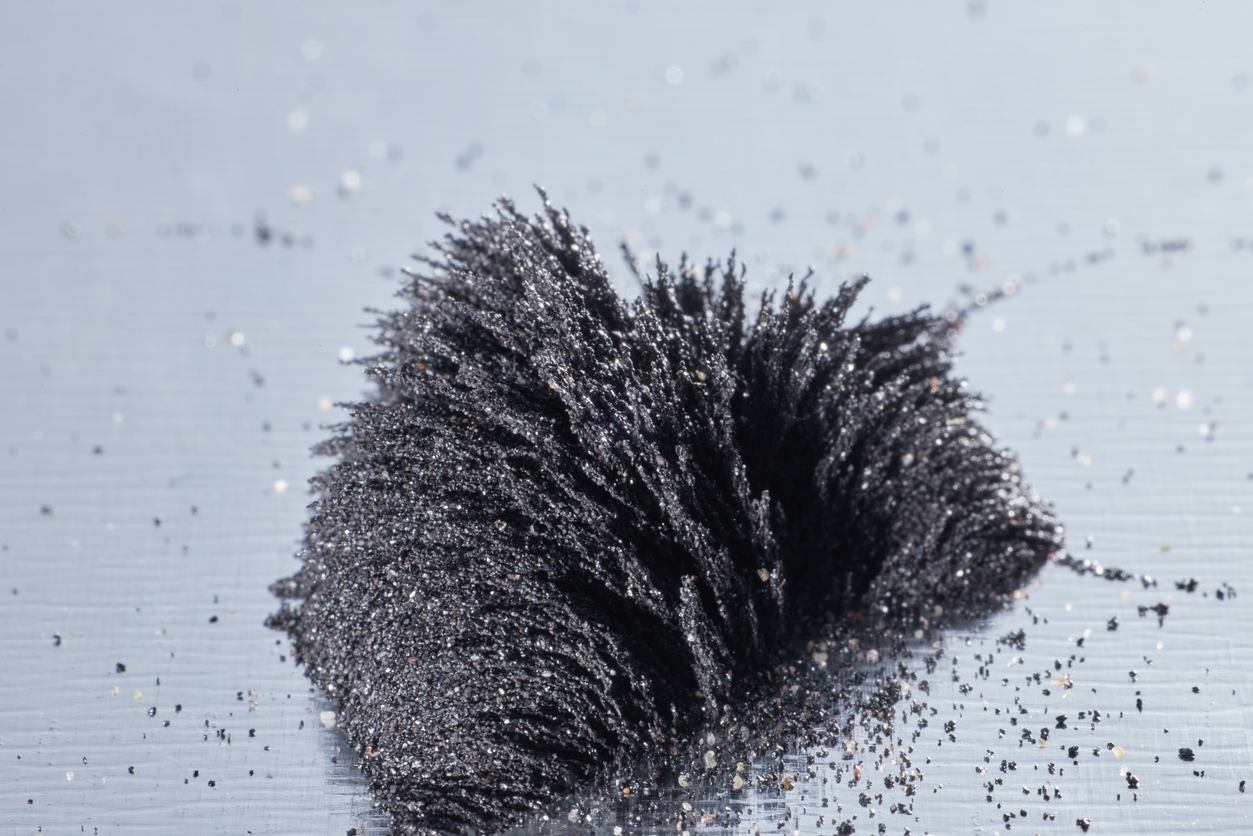 Magnetic filings stuck together